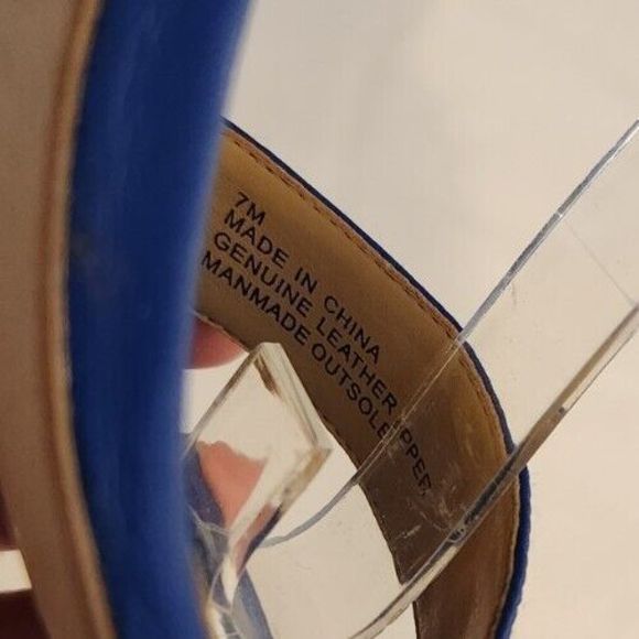 Talbots Strappy Kitten Heel Womens Sz 7 Royal Blue Leather Adjustable Ankle 2.5" - Picture 10 of 10